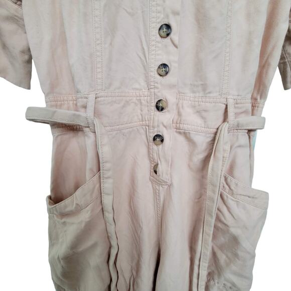 Madewell Top Stitched Coverall Belt Button Jumpsuit Bashful Pink Women Sz 00 - Picture 5 of 12